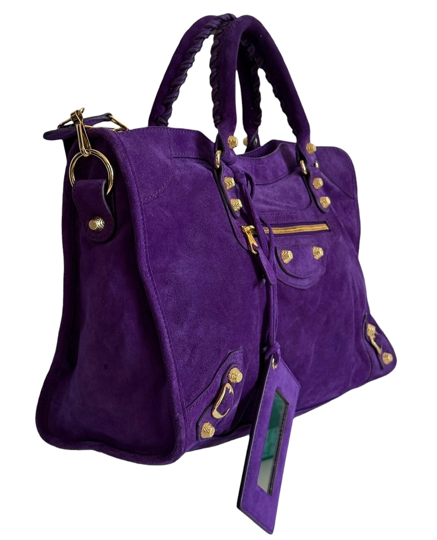 Balenciaga Ultra Violet Purple Suede Medium Giant 12 City Bag with Gold Hardware