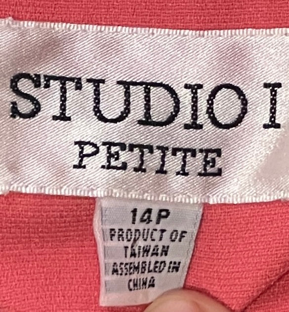Studio I Petite Vintage Pink Short Sleeve Button Blazer