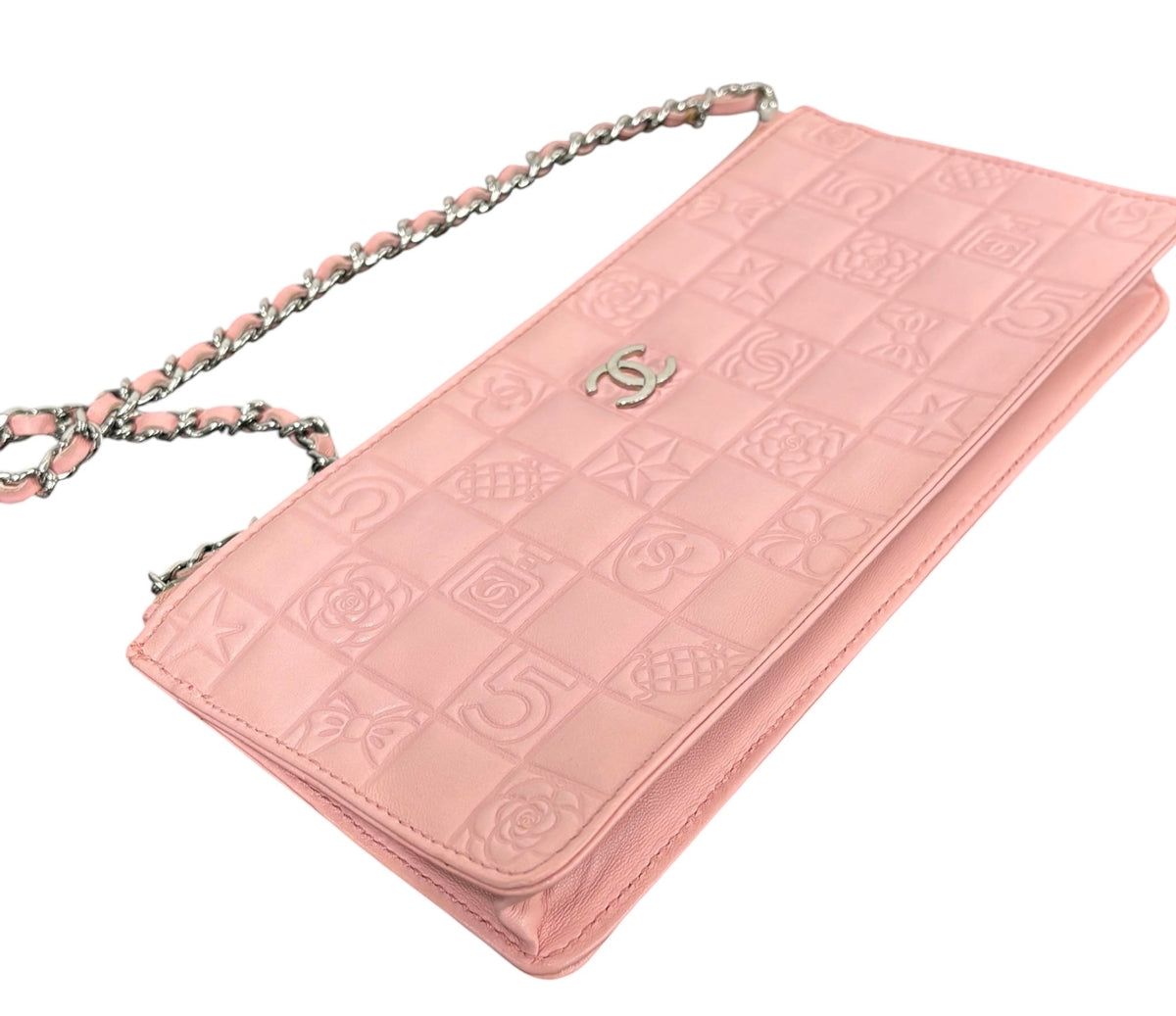 Chanel Vintage 00s Pink Lambskin Precious Symbols Shoulder Pochette Bag