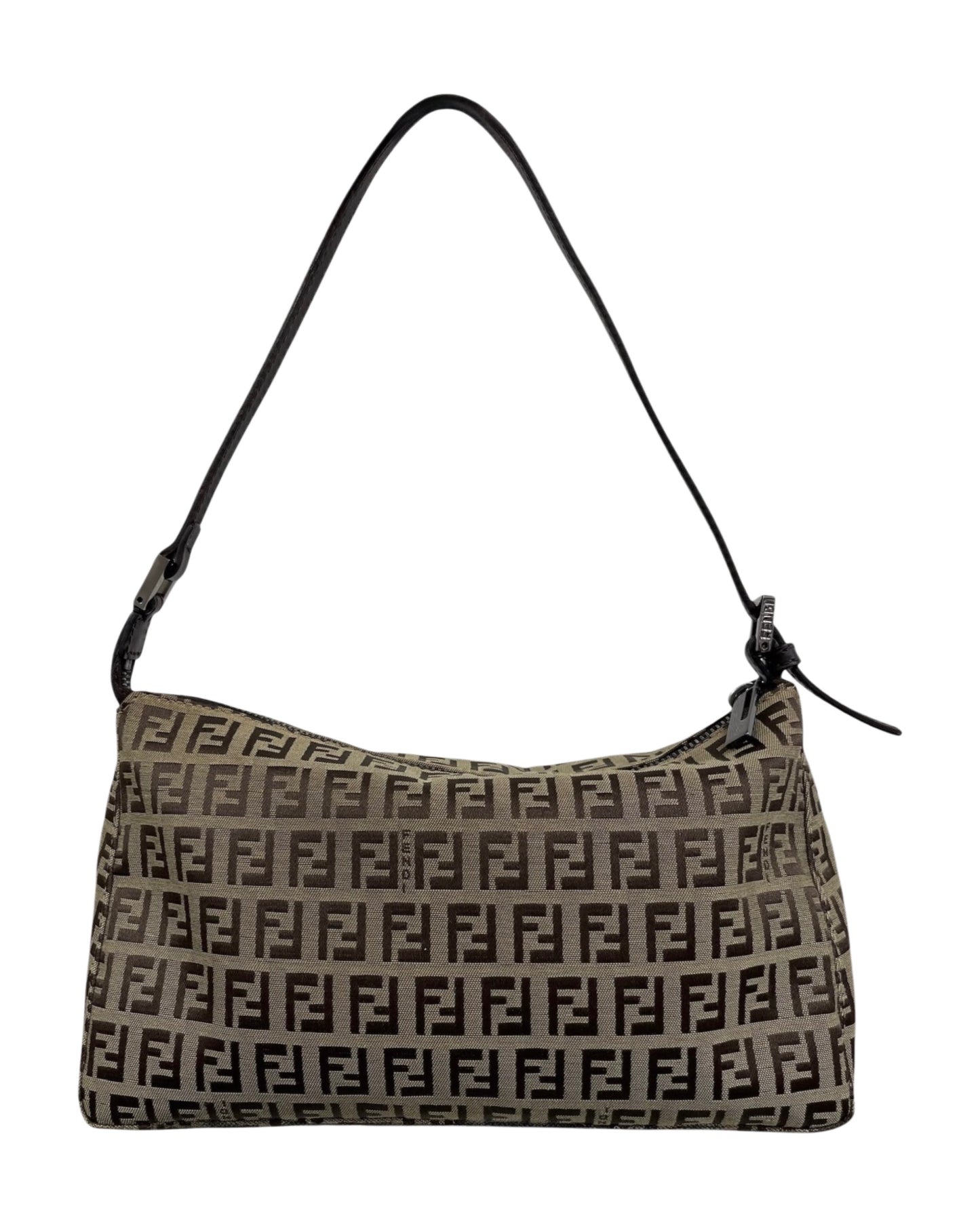 Fendi Vintage Light Brown Zucchino Zucca Monogram Medium Shoulder Pochette Bag 