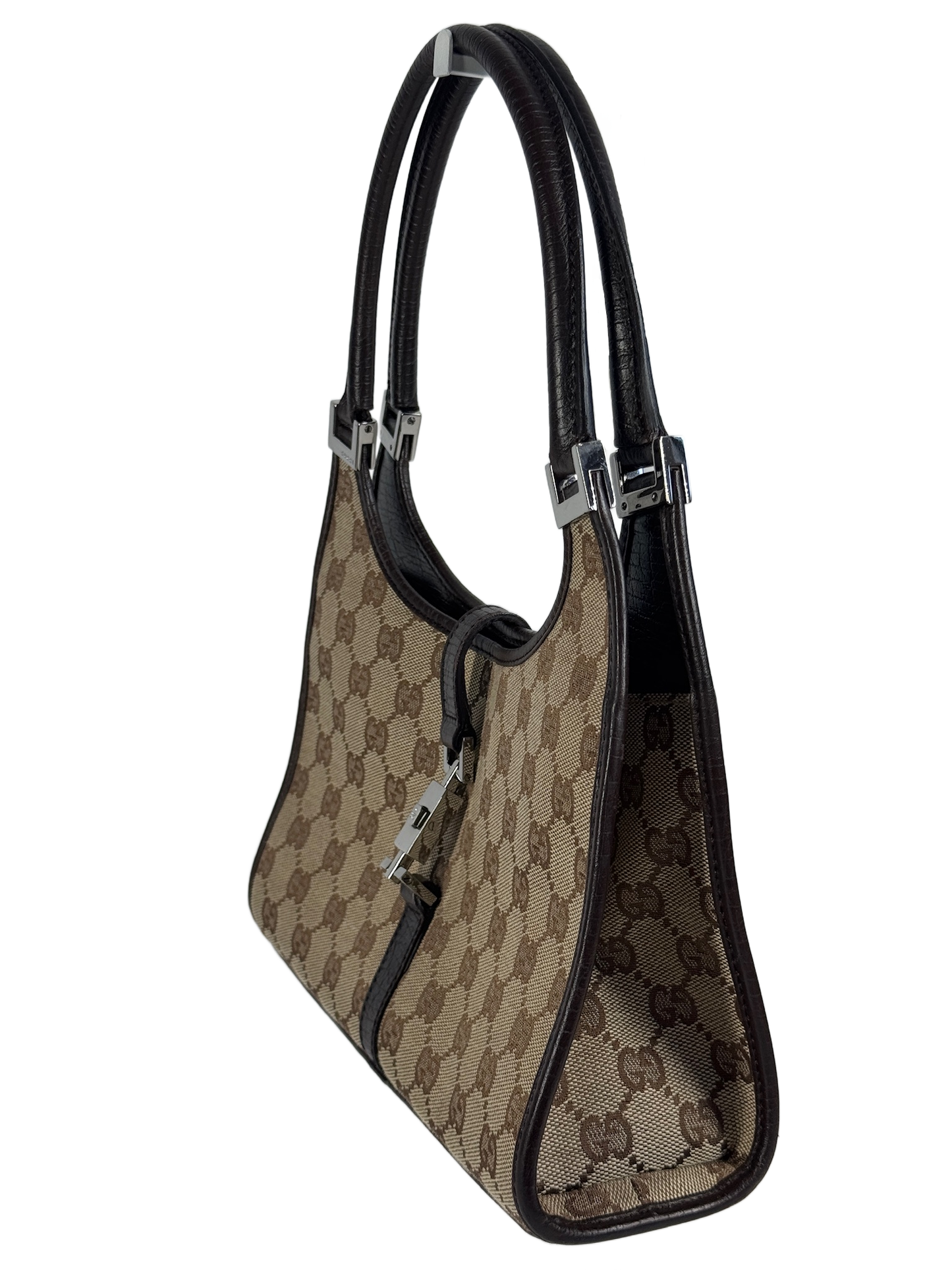 Gucci Vintage Brown GG Monogram Jackie Shoulder Bag