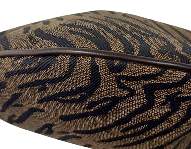 Fendi Vintage Dark Brown Zebra Print Oyster Hobo Shoulder Bag