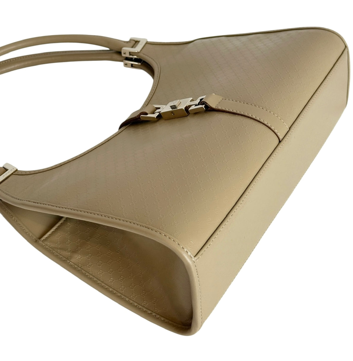 Gucci Vintage Beige GG Microguccissima Monogram Coated Leather Small Jackie Shoulder Bag