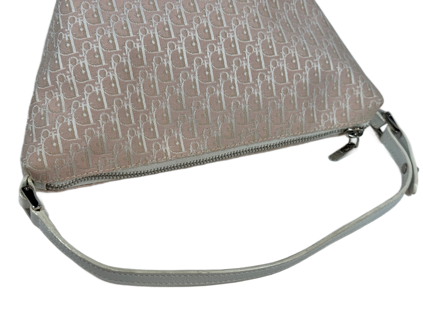 Dior Vintage 2004 Baby Pink Diorissimo Monogram Canvas Top Handle Pochette Bag