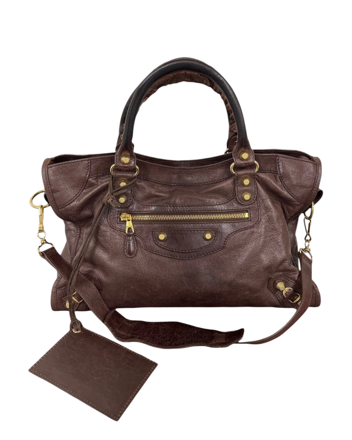 Balenciaga Vintage Dark Brown Leather Medium Motocross City Bag