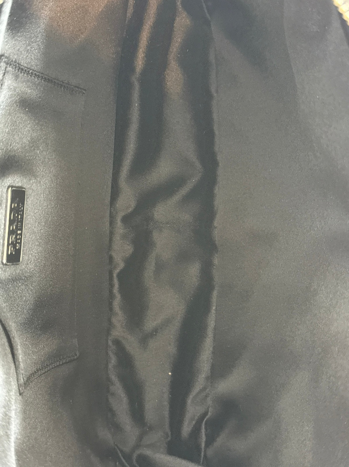 Prada Vintage Gray Canvas Scamosciato Grommet Top Handle Bag with Black Leather Trim