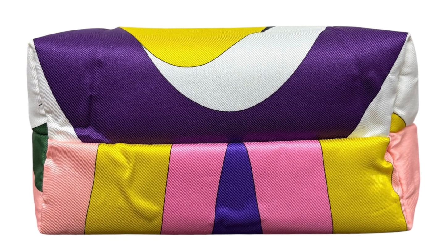 Pucci Vintage Yellow Pink & Purple Satin Mini Cosmetic Top Handle Pochette Bag