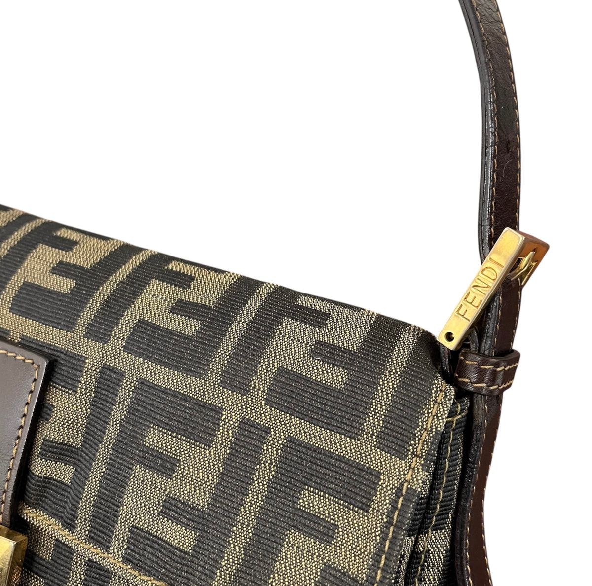 Brown Classic Zucca Monogram Shoulder Baguette Bag with GHW