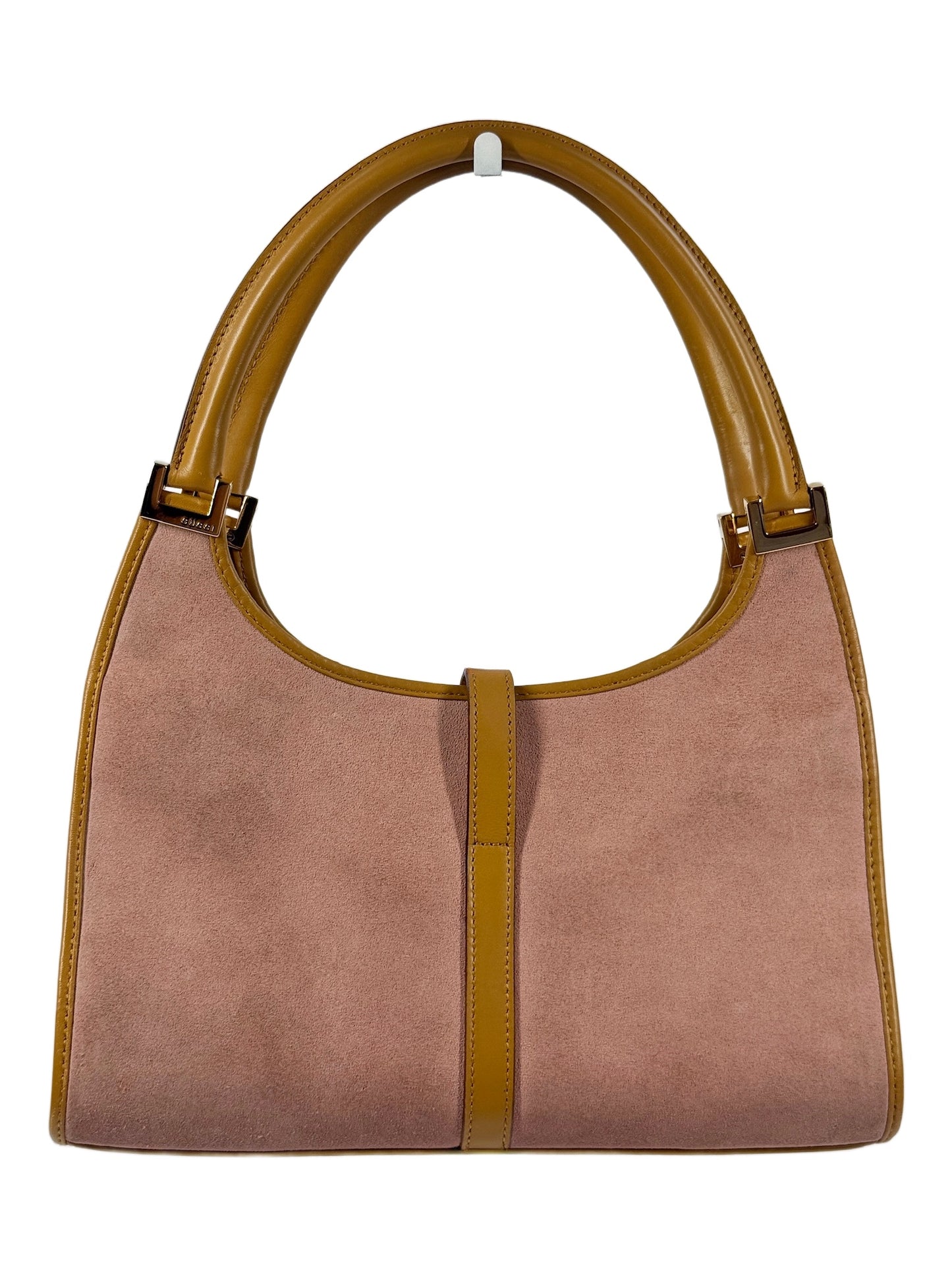 Gucci Vintage Pink Suede Brown Leather Trim Small Jackie Bag
