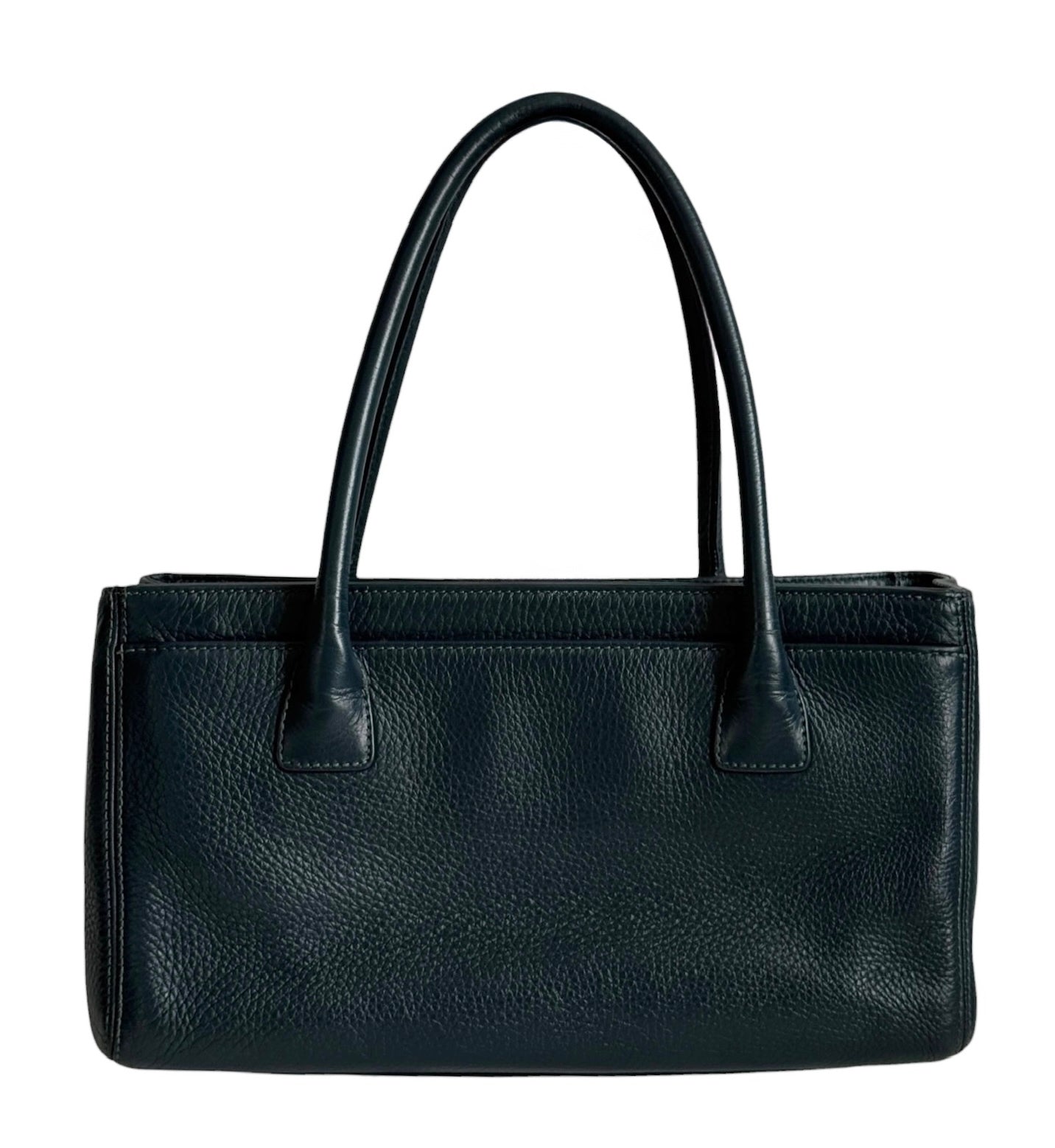 Chanel Navy Blue Calfskin Small Cerf Executive Shoulder Tote Bag with Silver Hardware