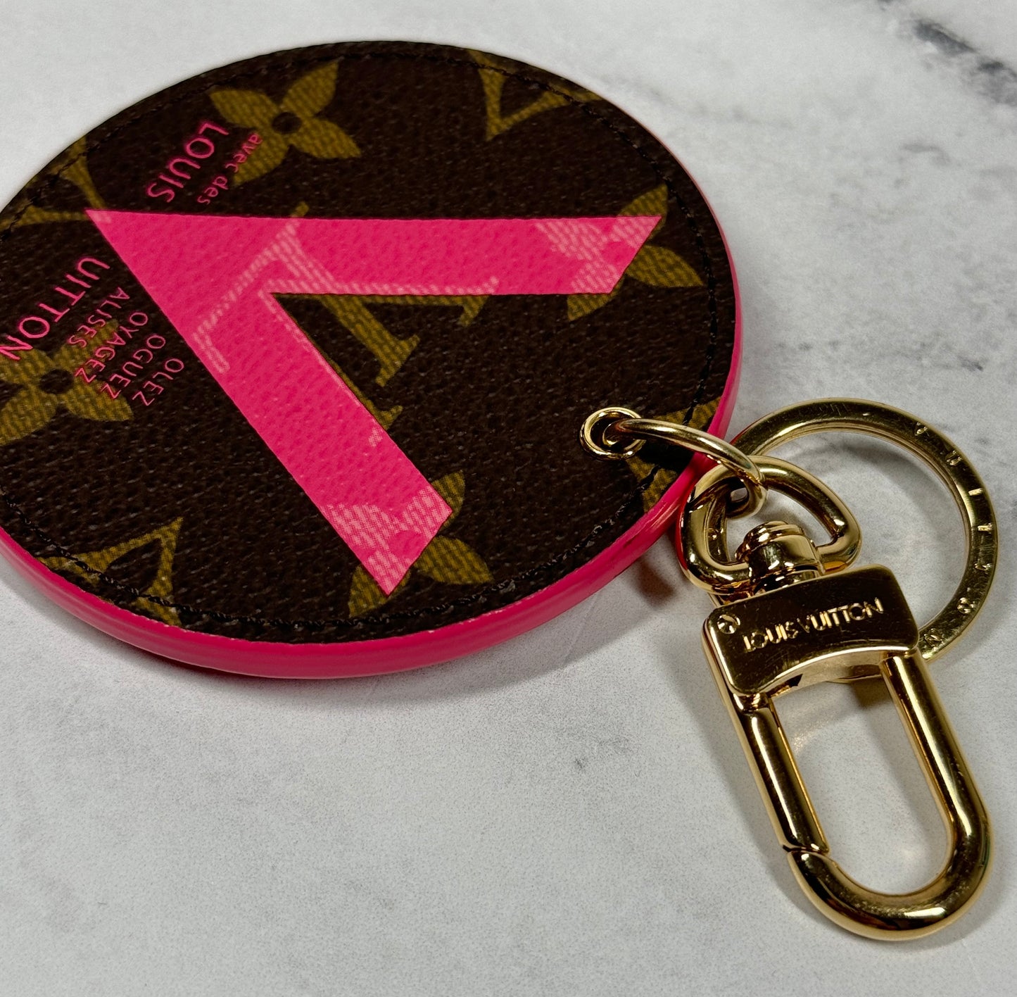 Louis Vuitton Summer 2015 Illustre Pink Grenade Monogram V Bag Charm & Key Holder