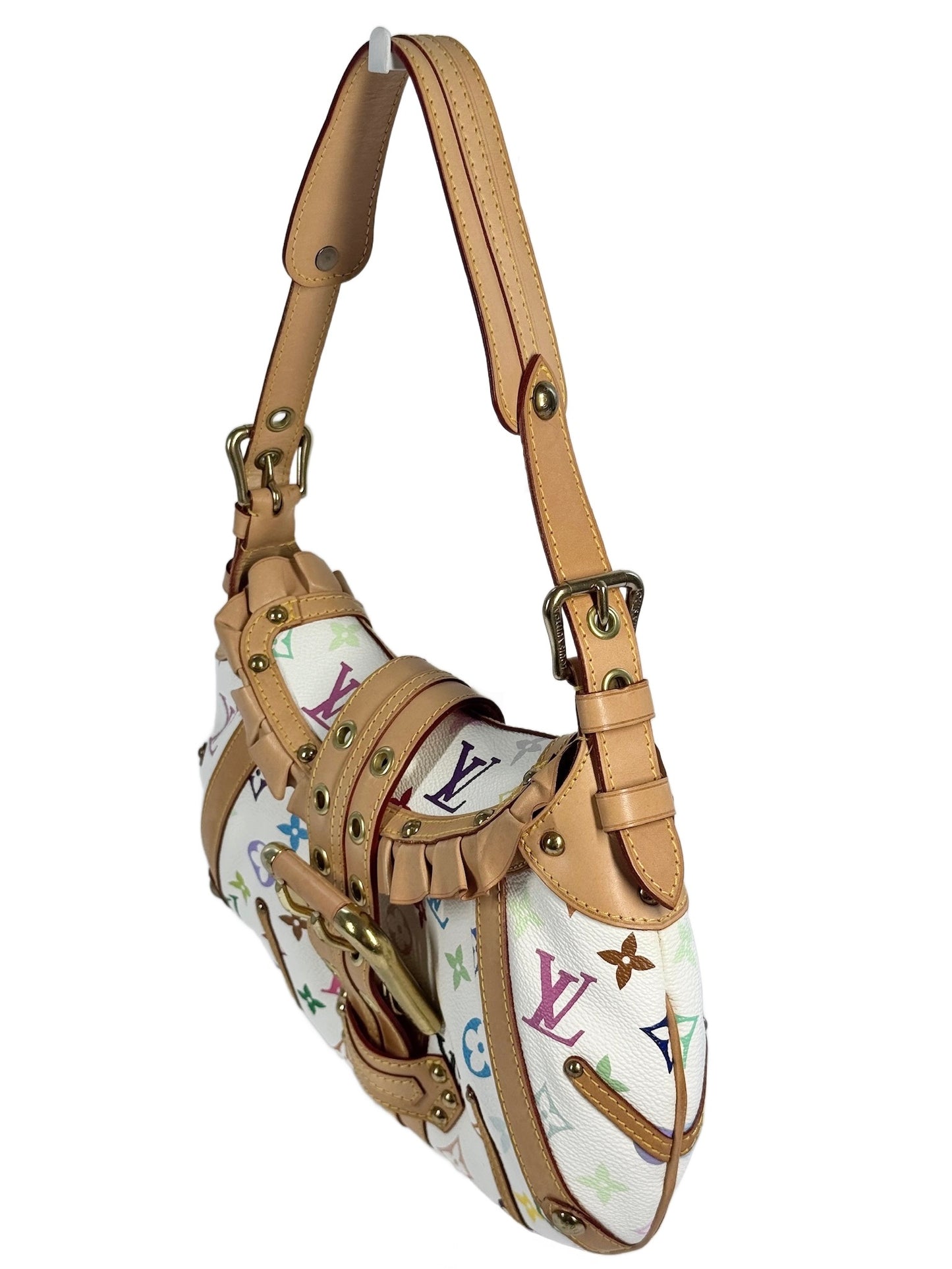 Louis Vuitton Vintage 2004 Takashi Murakami Blanc / White Multicolor Monogram Leonor Shoulder Bag