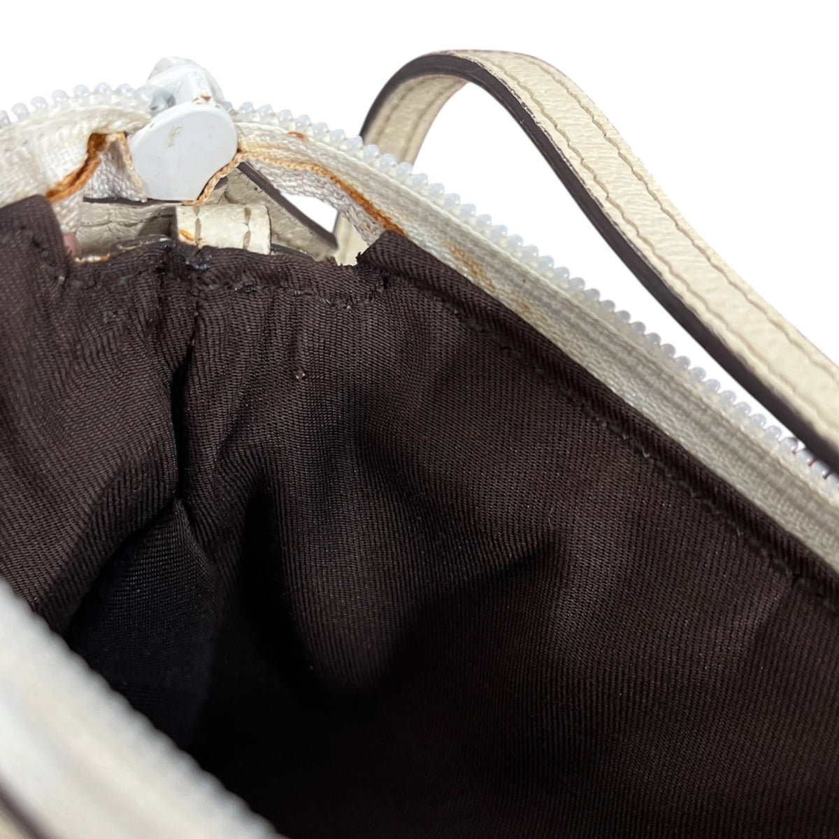 Gucci Vintage Brown GG Monogram Ivory Leather Trim Mini Charmy Shoulder Pochette Bag