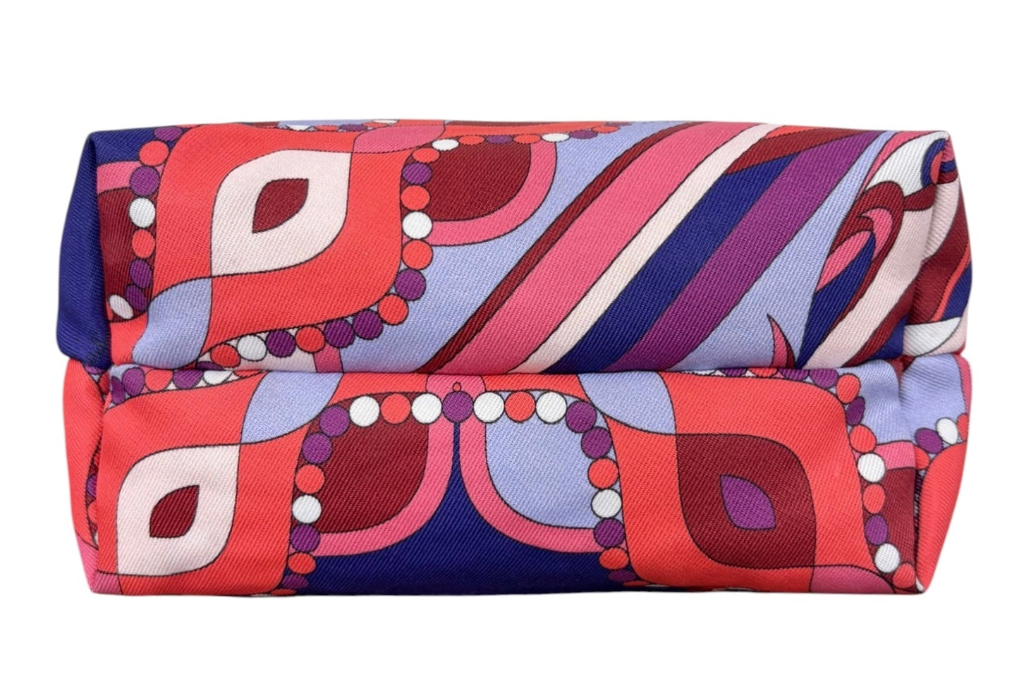 Pucci Vintage Red Purple & Pink Satin Mini Cosmetic Top Handle Pochette Bag 