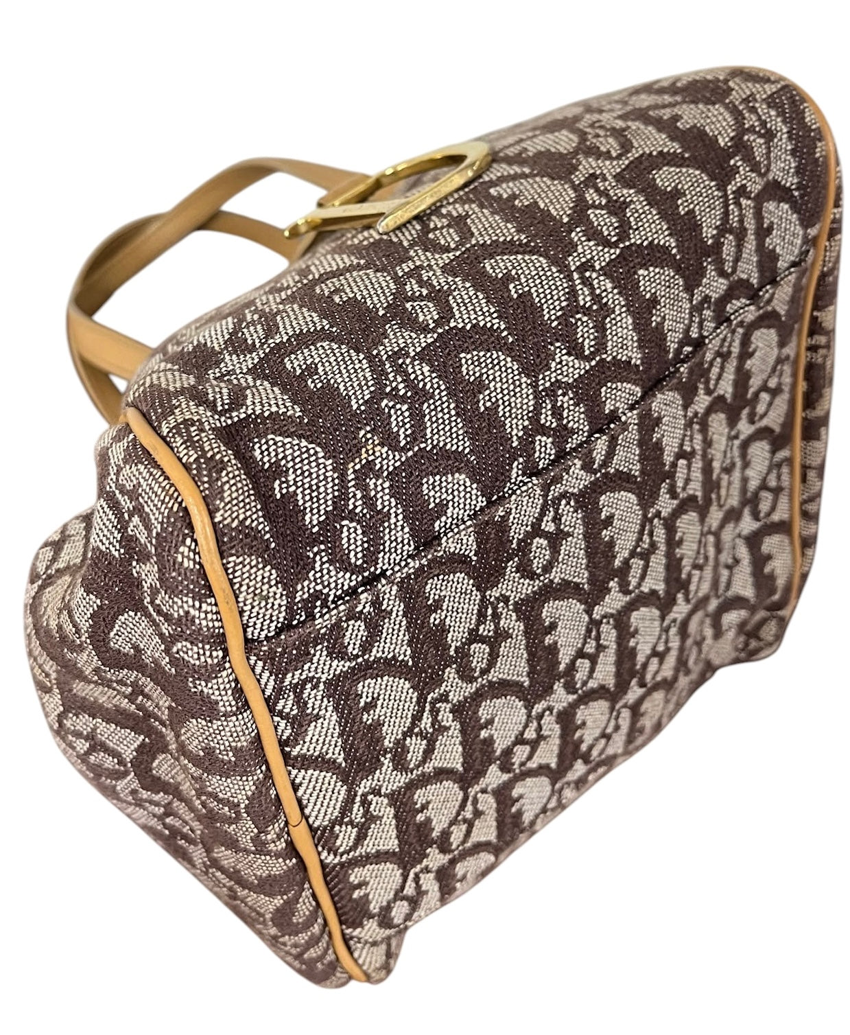 Dior Vintage Brown Trotter Monogram Mini Origami Top Handle Bag