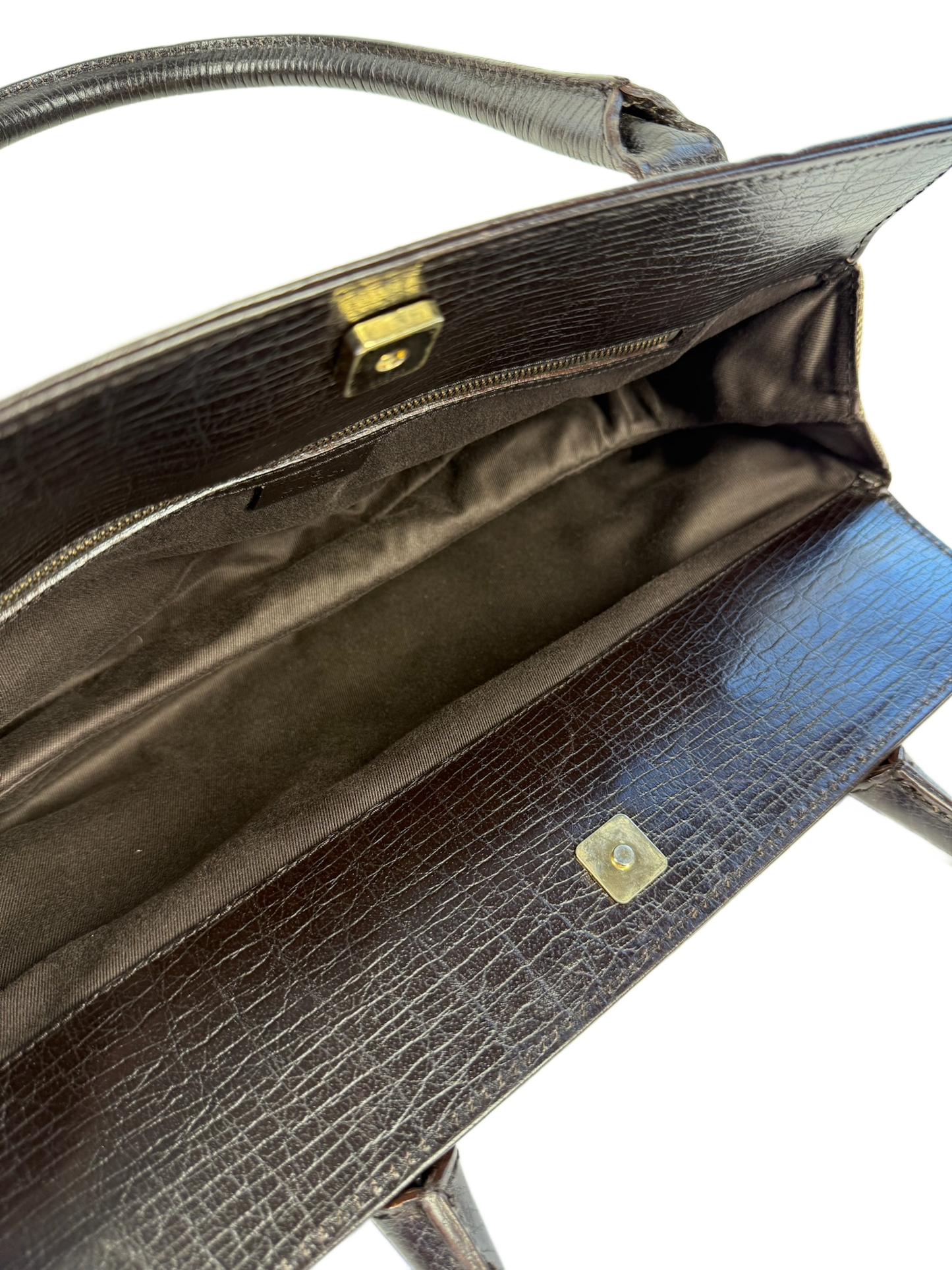 Gucci Vintage Brown GG Monogram Brown Leather Trim Horsebit Small Shoulder Tote Bag