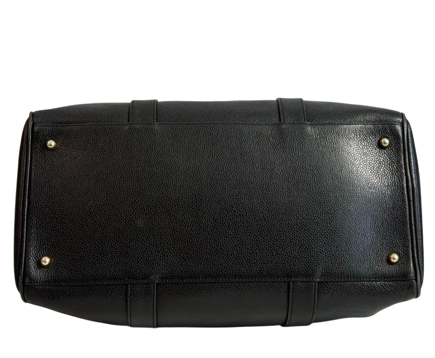 Chanel Vintage 90s Black Caviar CC Logo Small 2-Way Boston Duffle w 24K GPHW