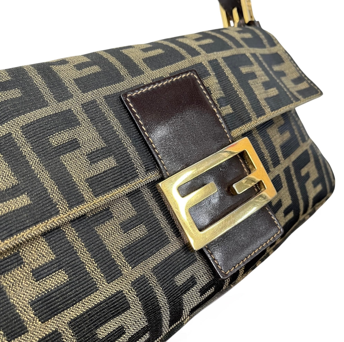 Brown Classic Zucca Monogram Shoulder Baguette Bag with GHW