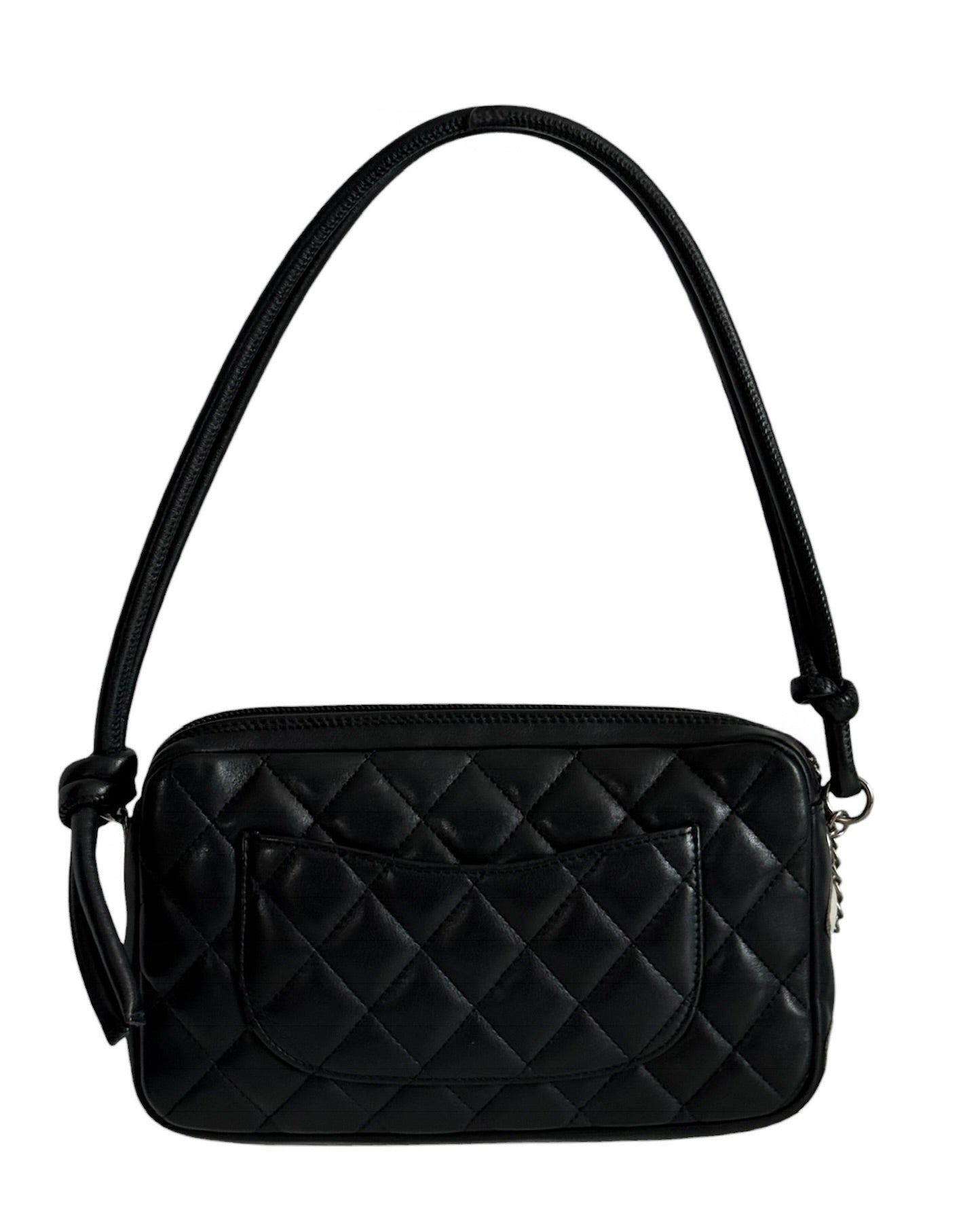 Chanel Vintage 00s Black & White Quilted Lambskin CC Cambon Pochette Shoulder Bag