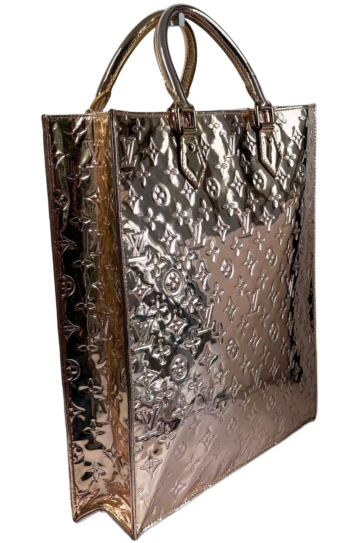 Louis Vuitton Vintage Gold Miroir Monogram Sac Plat Top Handle Tote Bag