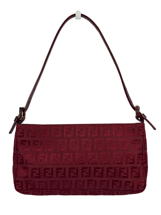 Fendi Vintage Red Zucca Monogram Mini Pochette Bag