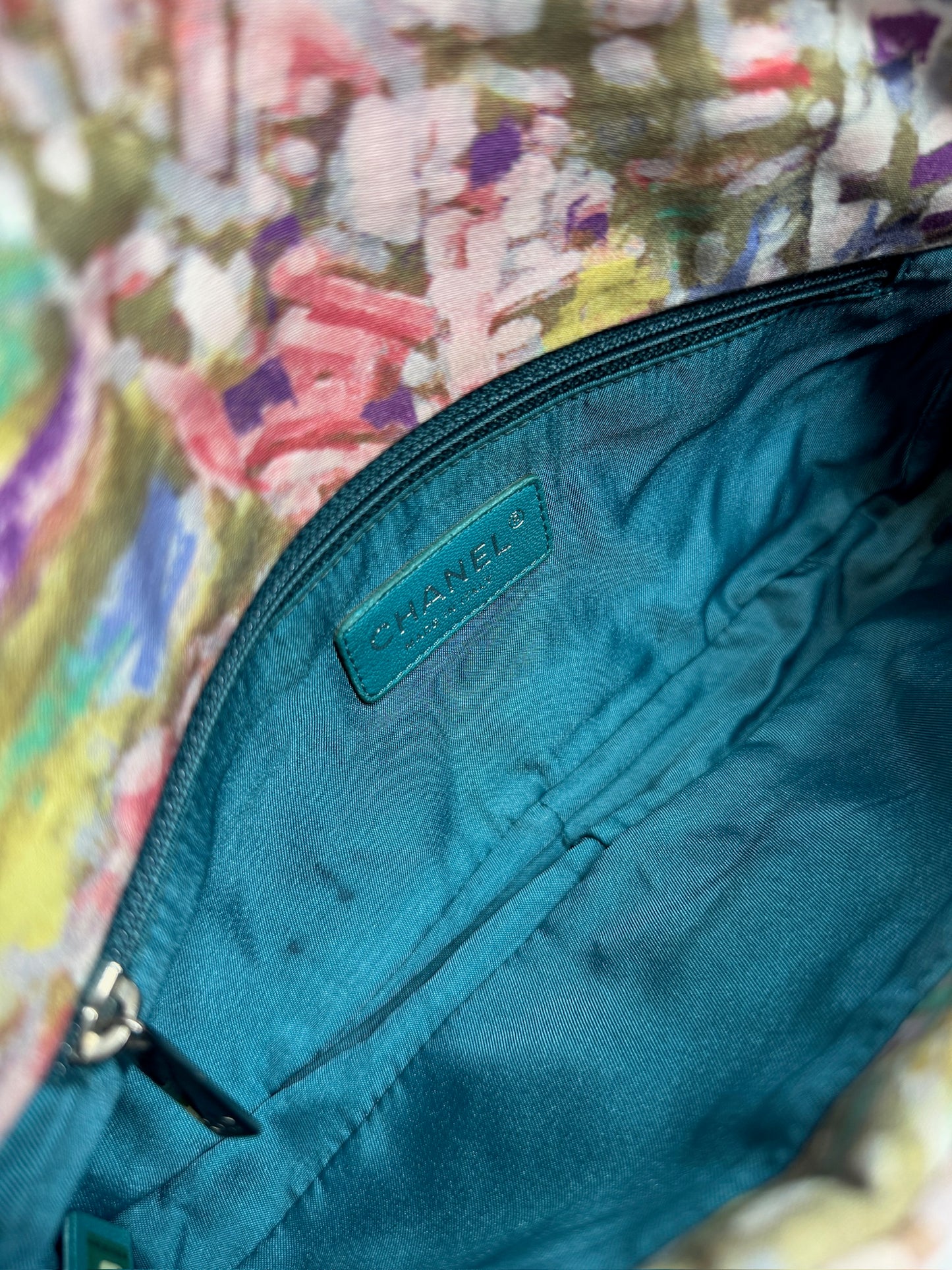 Chanel Watercolor Graffiti Quilted Nylon Acrylic Chain Shoulder Flap Bag
