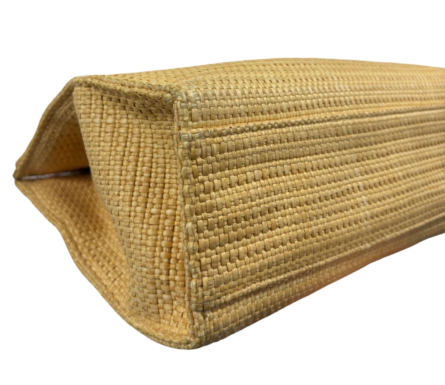 Chanel Vintage 2000 Beige Raffia Turnlock Shoulder Tote Bag with 24K Gold Plated Hardware 
