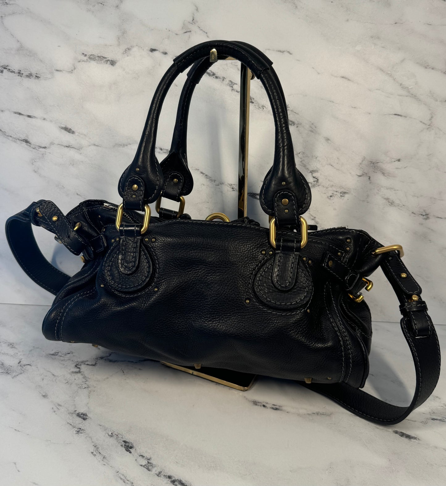 Chloé Vintage Black Leather Paddington Shoulder & Crossbody Bag