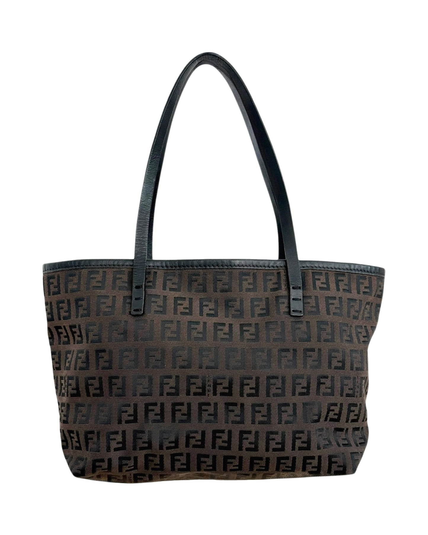Fendi Vintage Dark Brown & Black Zuccchino Zucca Monogram Mini Small Shoulder Tote Bag