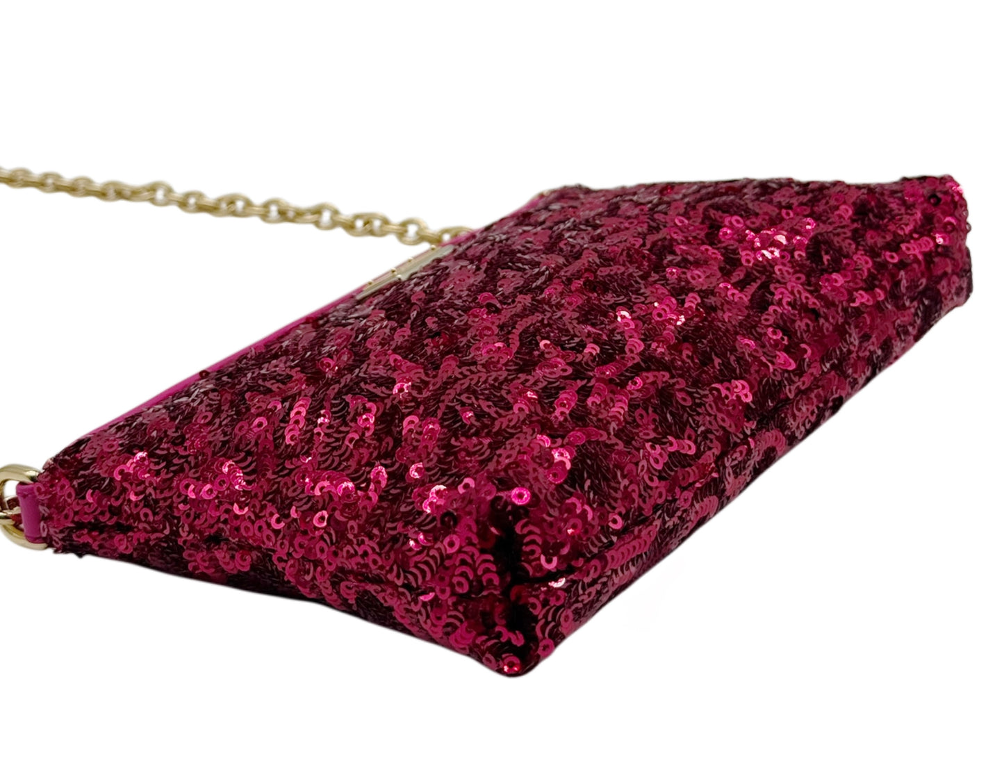 Dolce & Gabbana Vintage Fuchsia Sequin Gold Chain Small Pochette Shoulder Bag