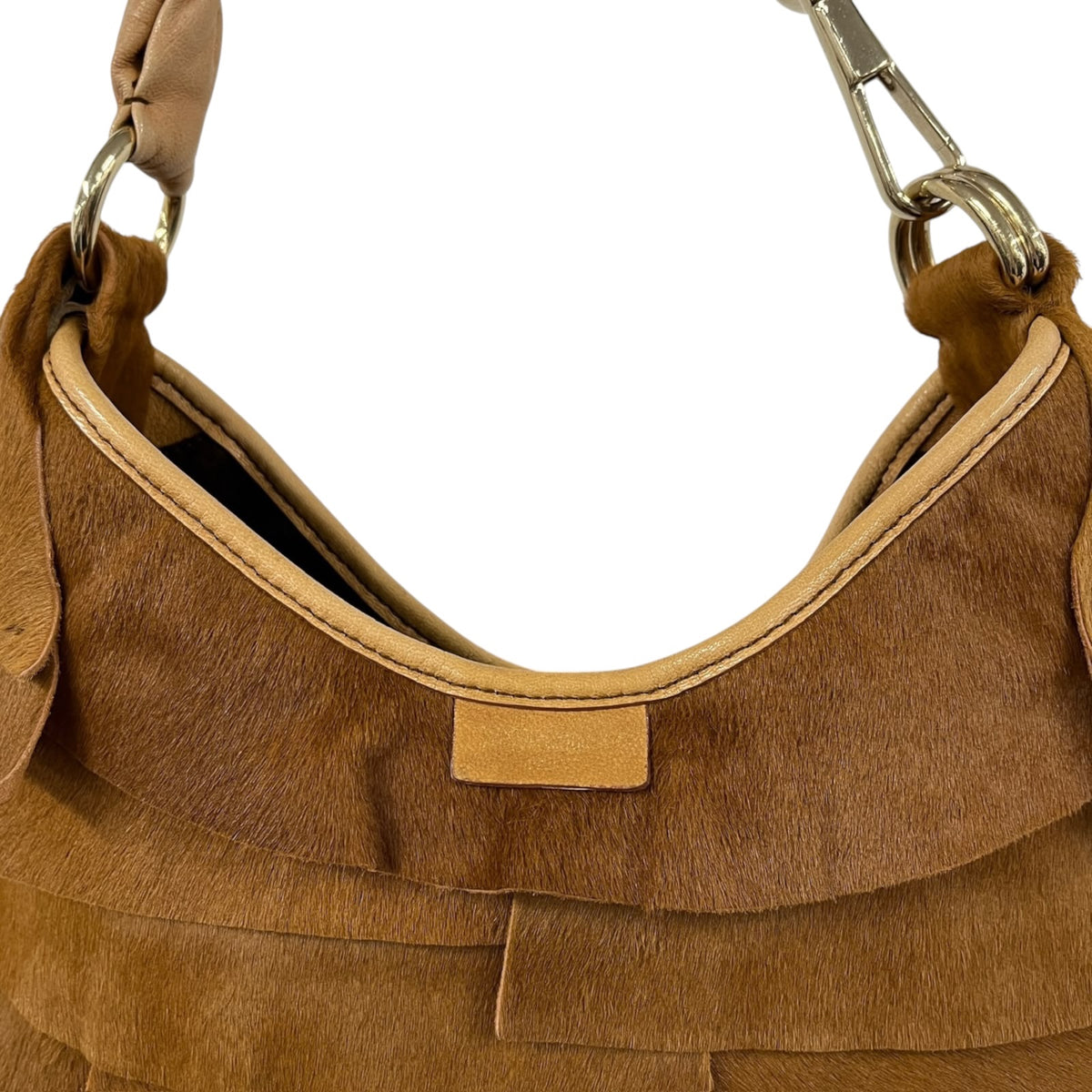 Yves Saint Laurent / YSL Vintage Light Brown Pony Hair Small St Tropez Ruffle Hobo Shoulder Bag