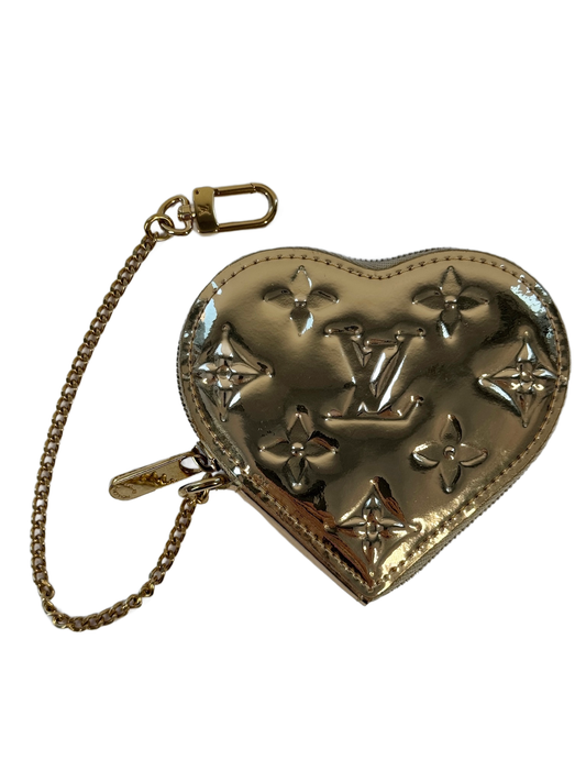 Louis Vuitton Vintage 2007 Gold Miroir Mirror Monogram Heart Coin Purse Bag Charm Pouch