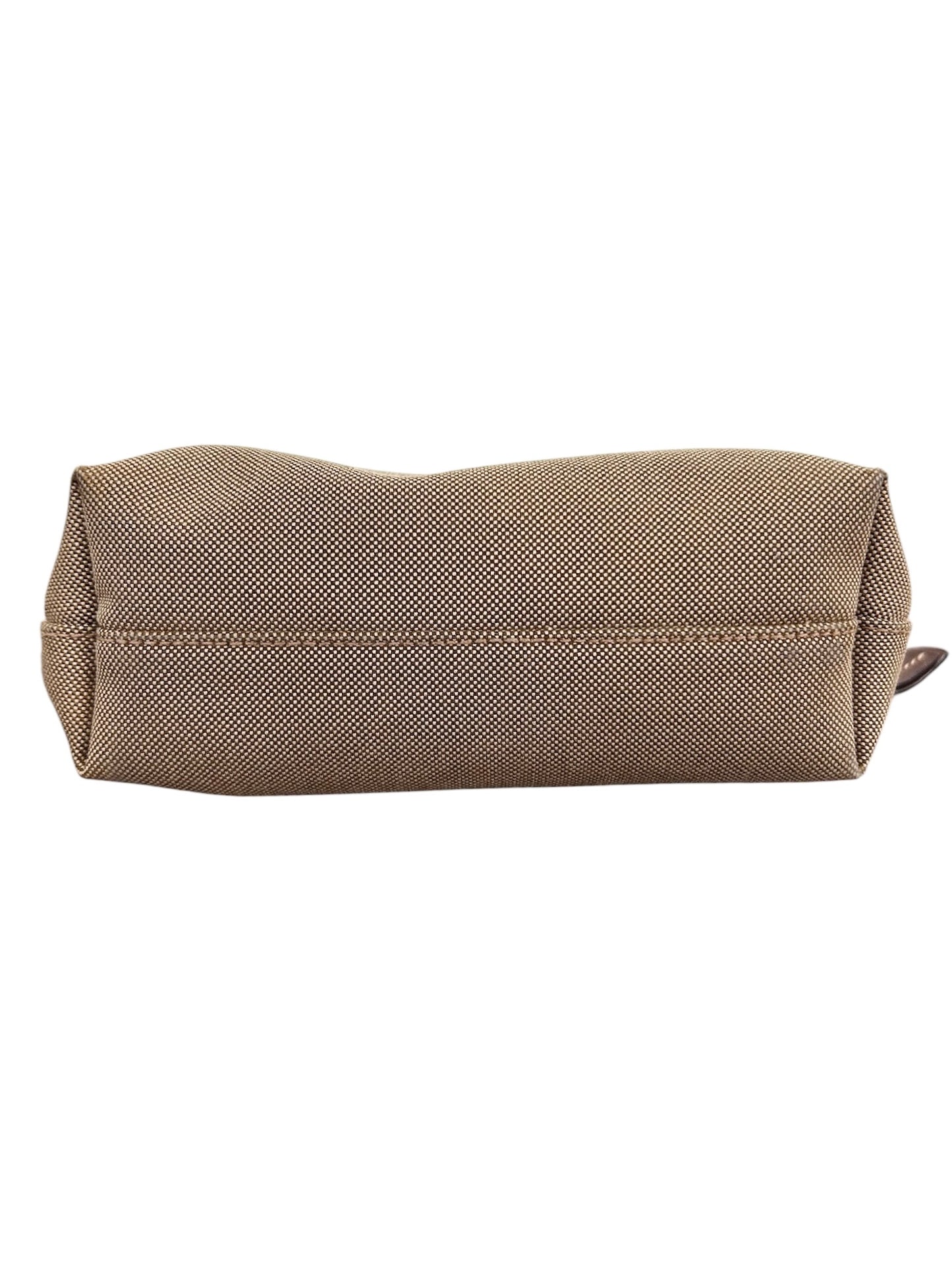 Prada Vintage Brown Jacquard Canapa Logo Small Wristlet Clutch Pochette