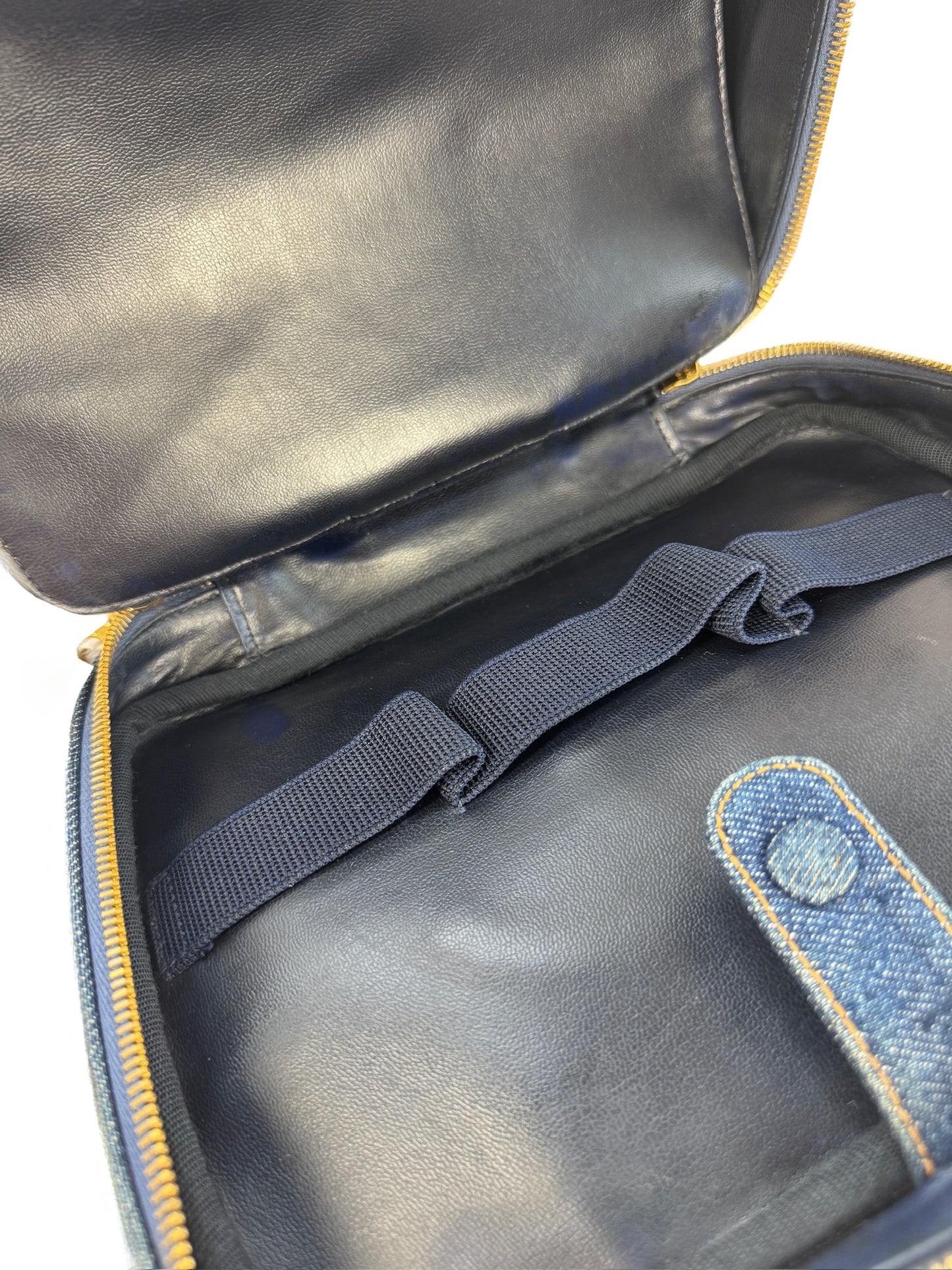 Chanel Vintage 90s Denim CC Top Handle Vanity Case w Shoulder Crossbody Strap