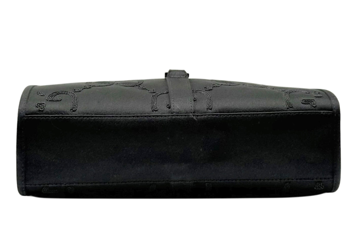 Gucci Vintage Black Satin Embroidered GG Monogram Mini Jackie Evening Bag