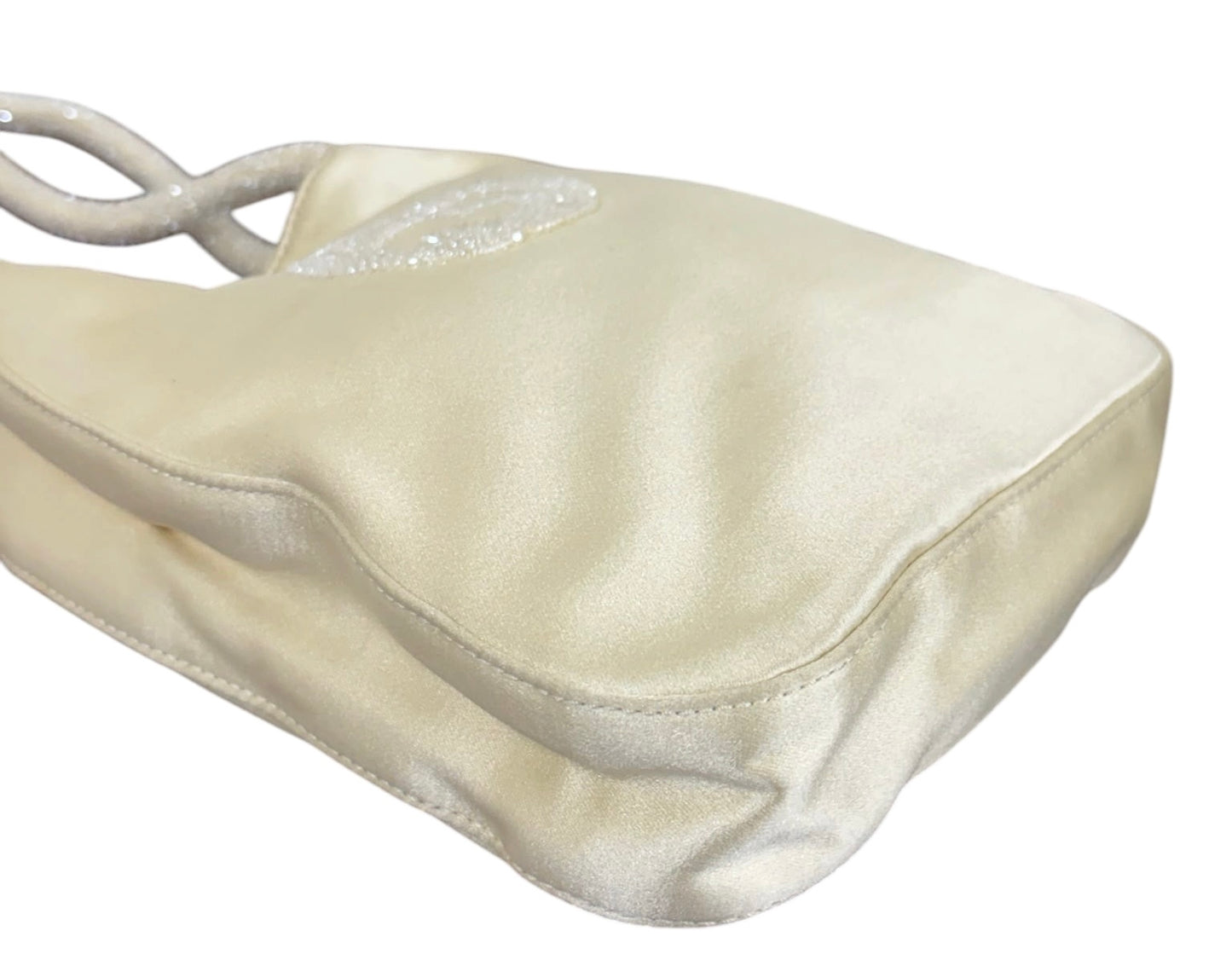 Gucci Vintage Ivory Satin GG Beaded Mini Evening Bag