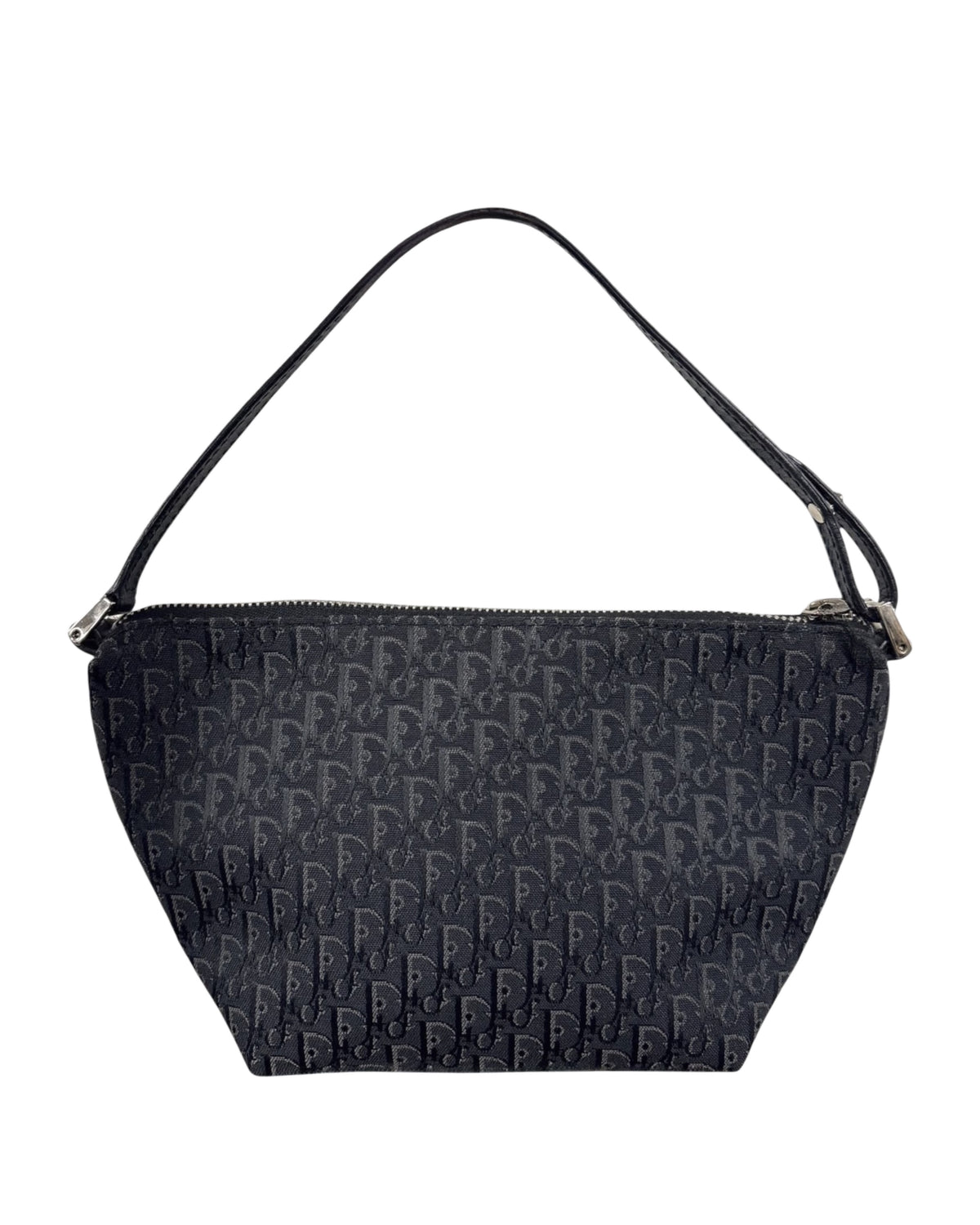 Dior Vintage Black Trotter Monogram Canvas Top Handle Pochette Bag