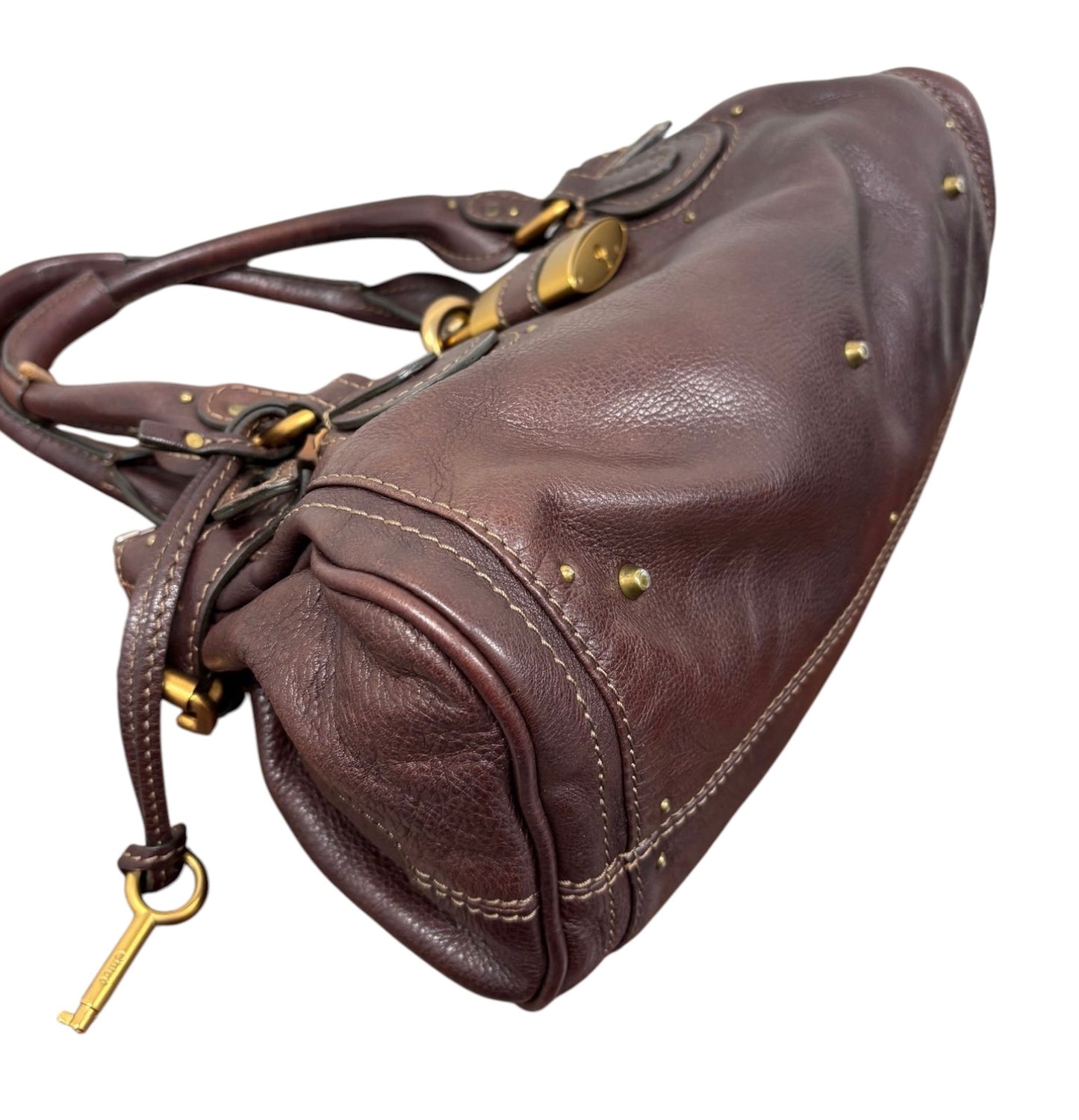 Chloe Vintage Chocolate Brown Calfskin Medium Paddington Shoulder Bag