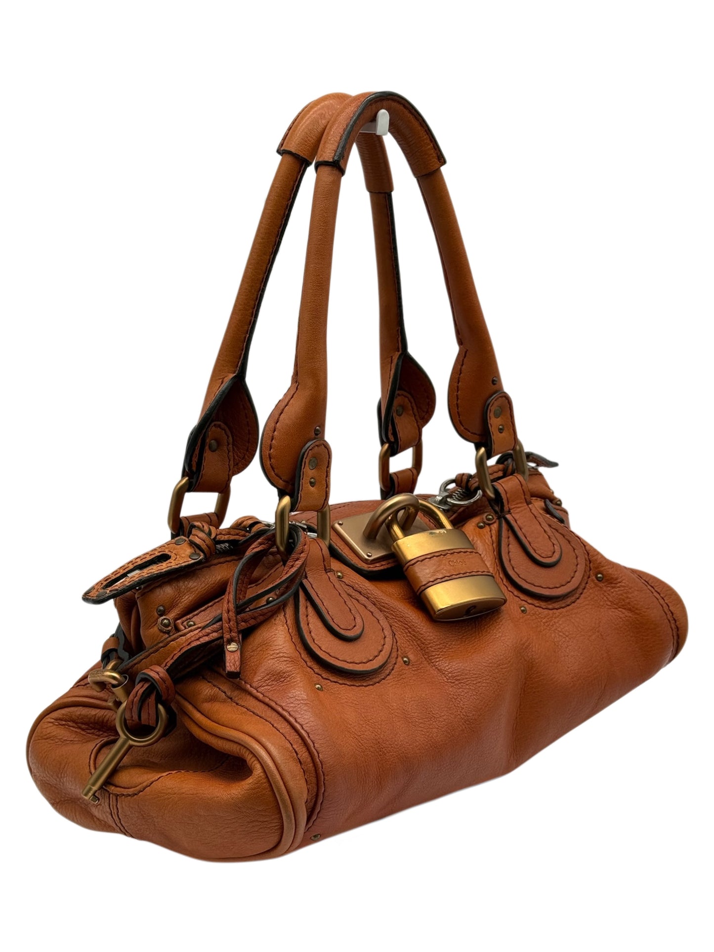 Chloé Vintage Orange Calfskin Medium Paddington Shoulder Bag