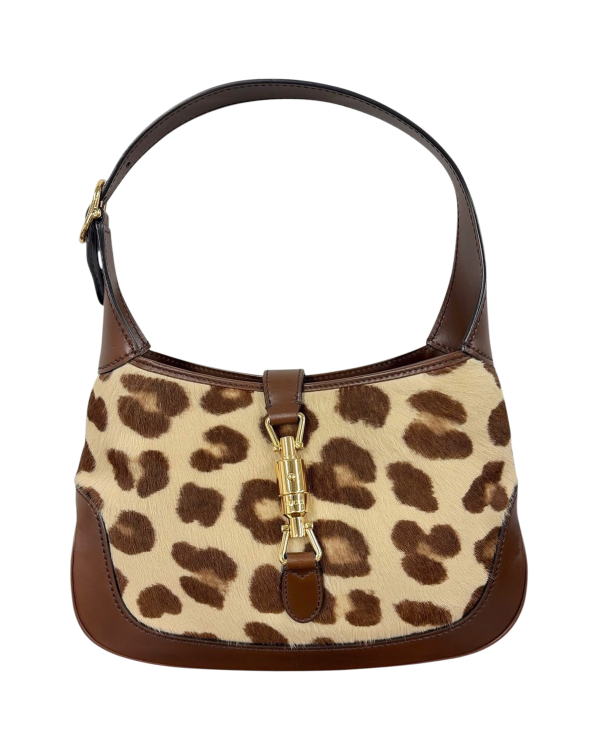 Gucci 2022 HA HA HA Collection Leopard Print Pony Hair Small Jackie Shoulder Crossbody Two-Way Bag