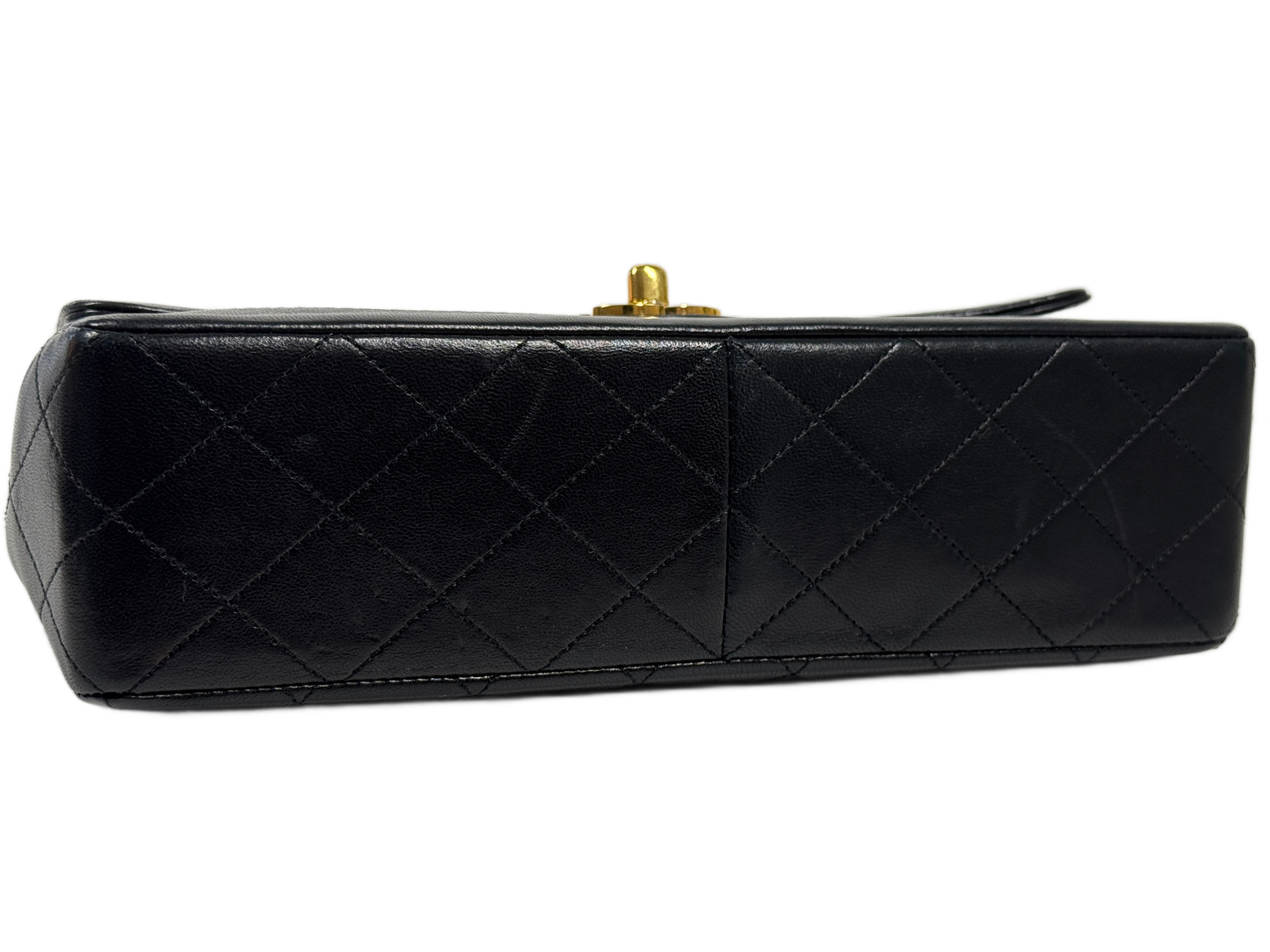 Chanel Vintage 80s/90s Black Quilted Lambskin Medium Classic Flap Bag with Pouch w 24K Gold Plated Hardware