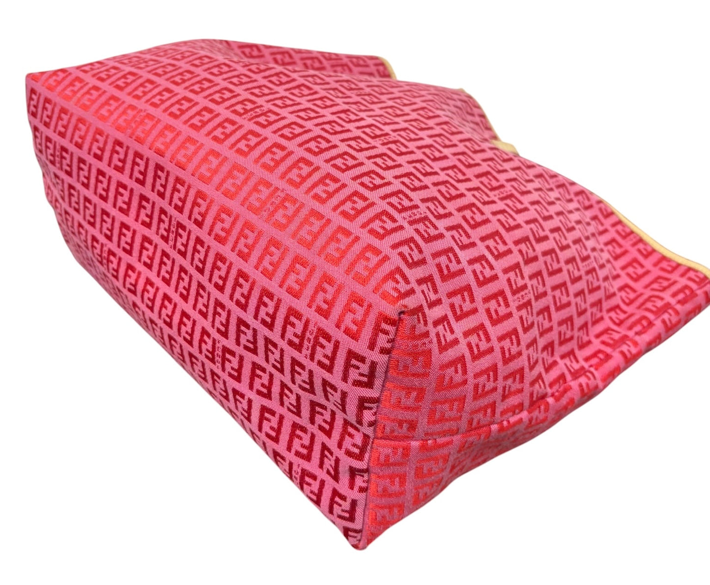 Fendi Vintage Hot Pink & Red Zucchino Zucca Monogram Large Tote Bag with Pouch