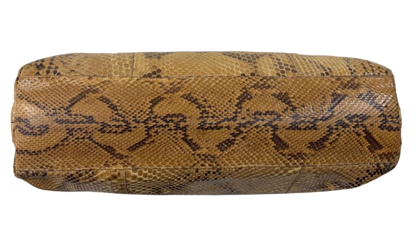 Prada Vintage Light Brown Python East West Shoulder Tote Bag 