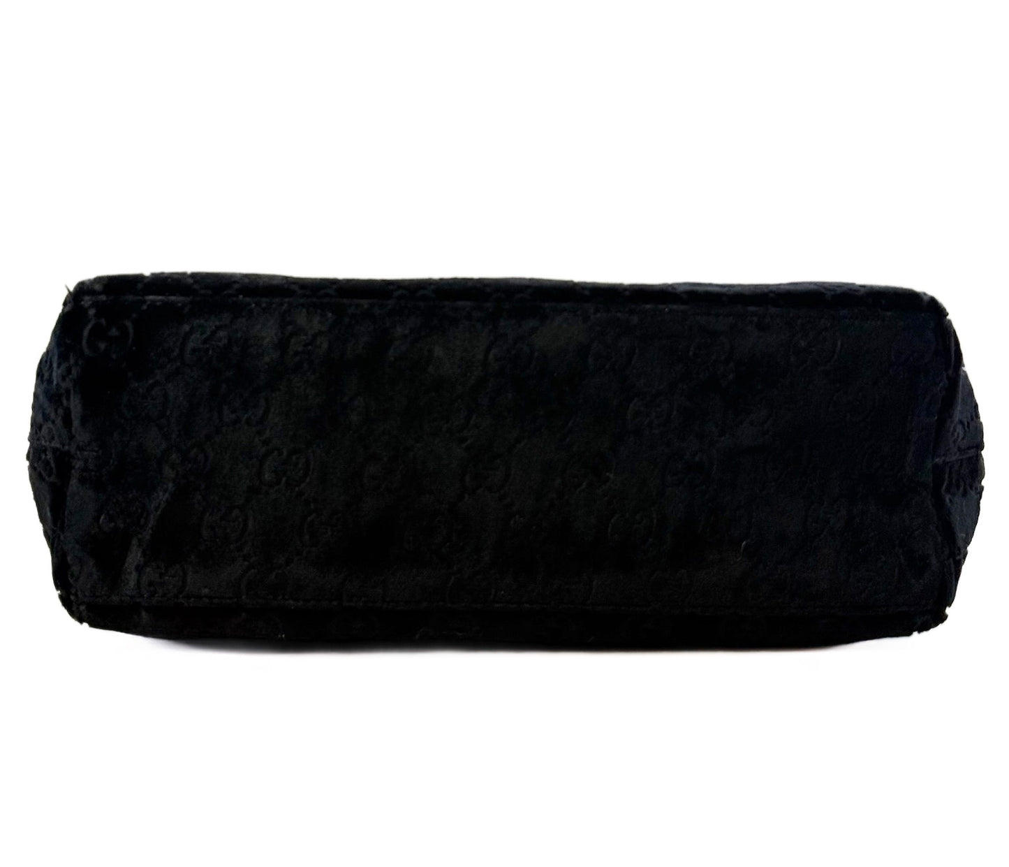 Gucci by Tom Ford Vintage Black Velour GG Monogram Metal Handle Bag