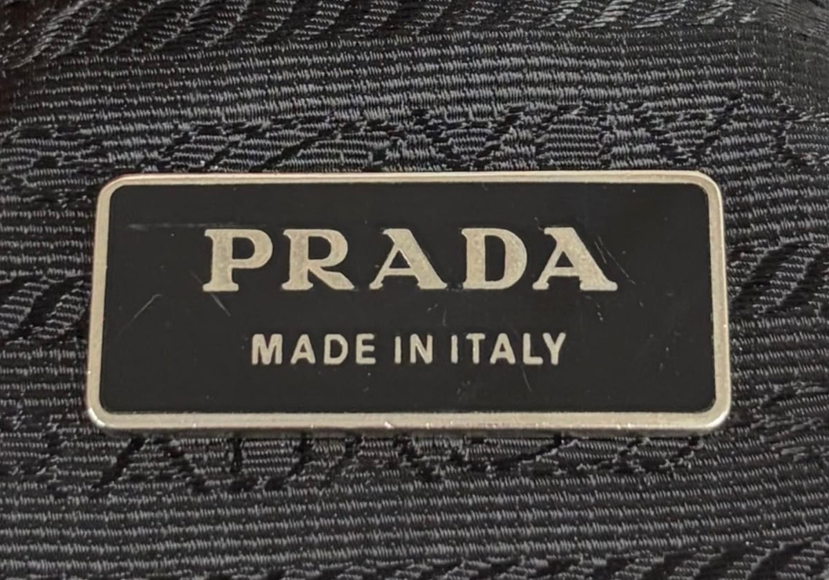 Prada Vintage Black Tessuto Nylon Leather Rosette Mini Top Handle Tote Bag