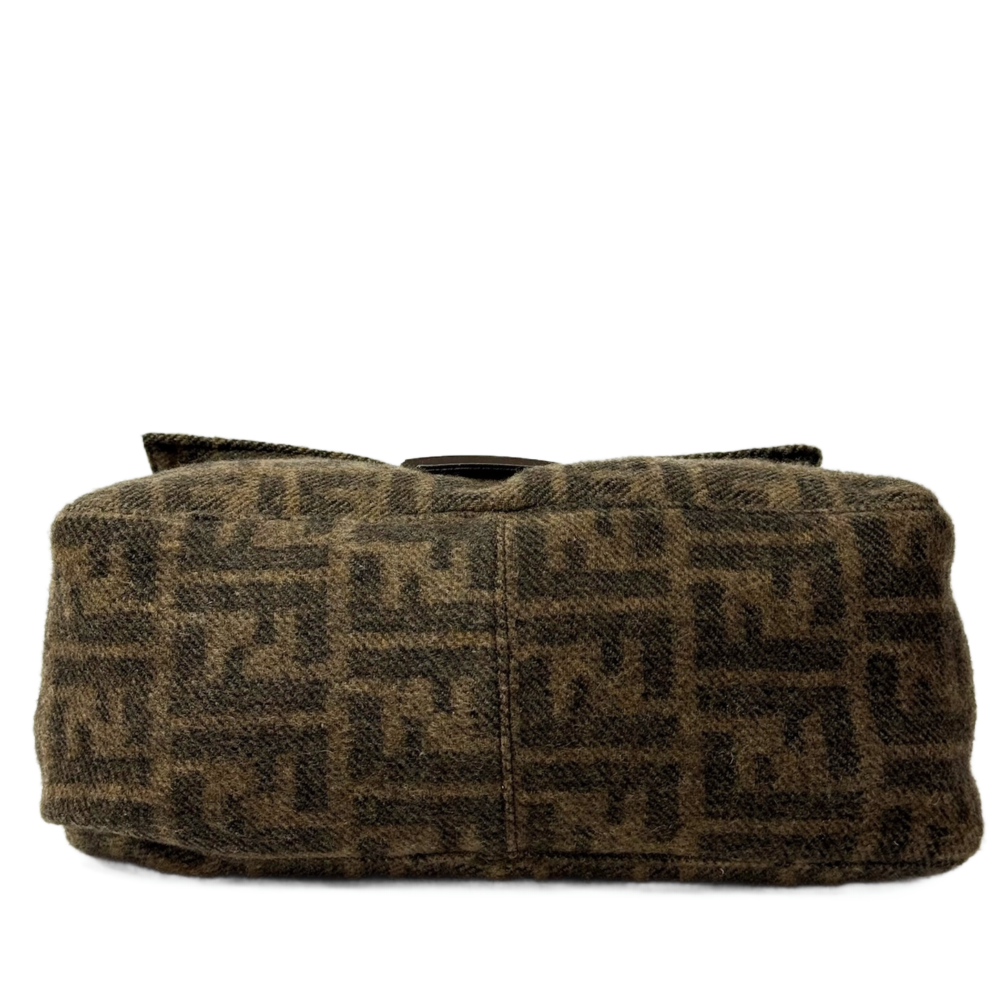 Fendi Vintage Brown Zucca Monogram Knit Wool Mamma Baguette Shoulder Bag