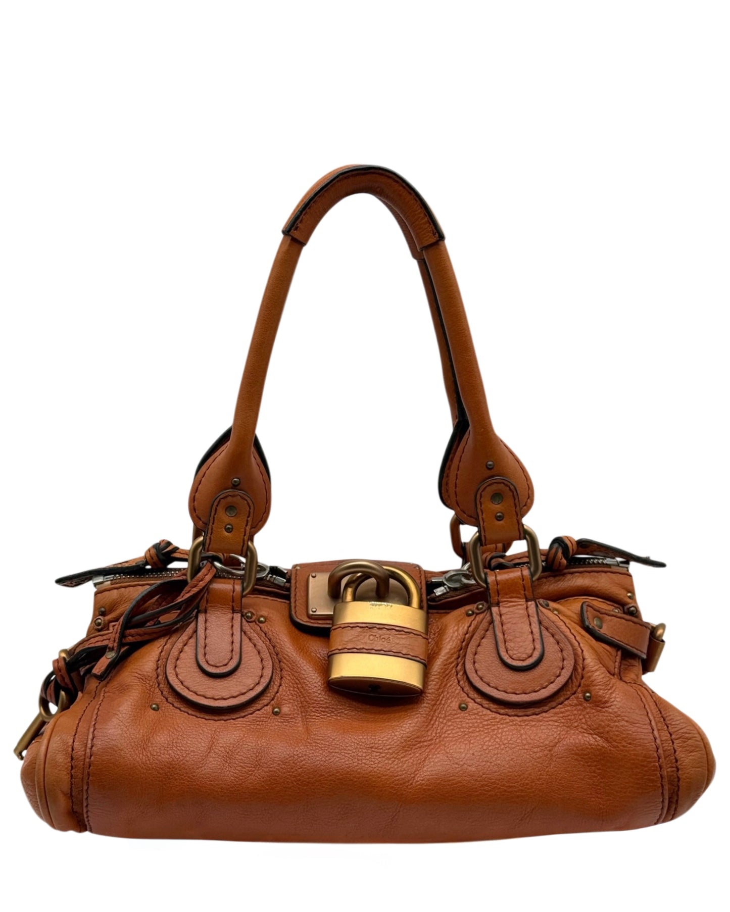 Chloé Vintage Orange Calfskin Medium Paddington Shoulder Bag