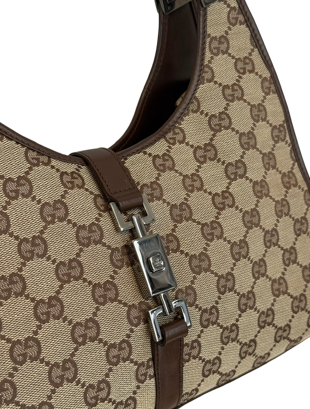 Gucci Vintage Brown GG Monogram Medium Jackie Shoulder Bag