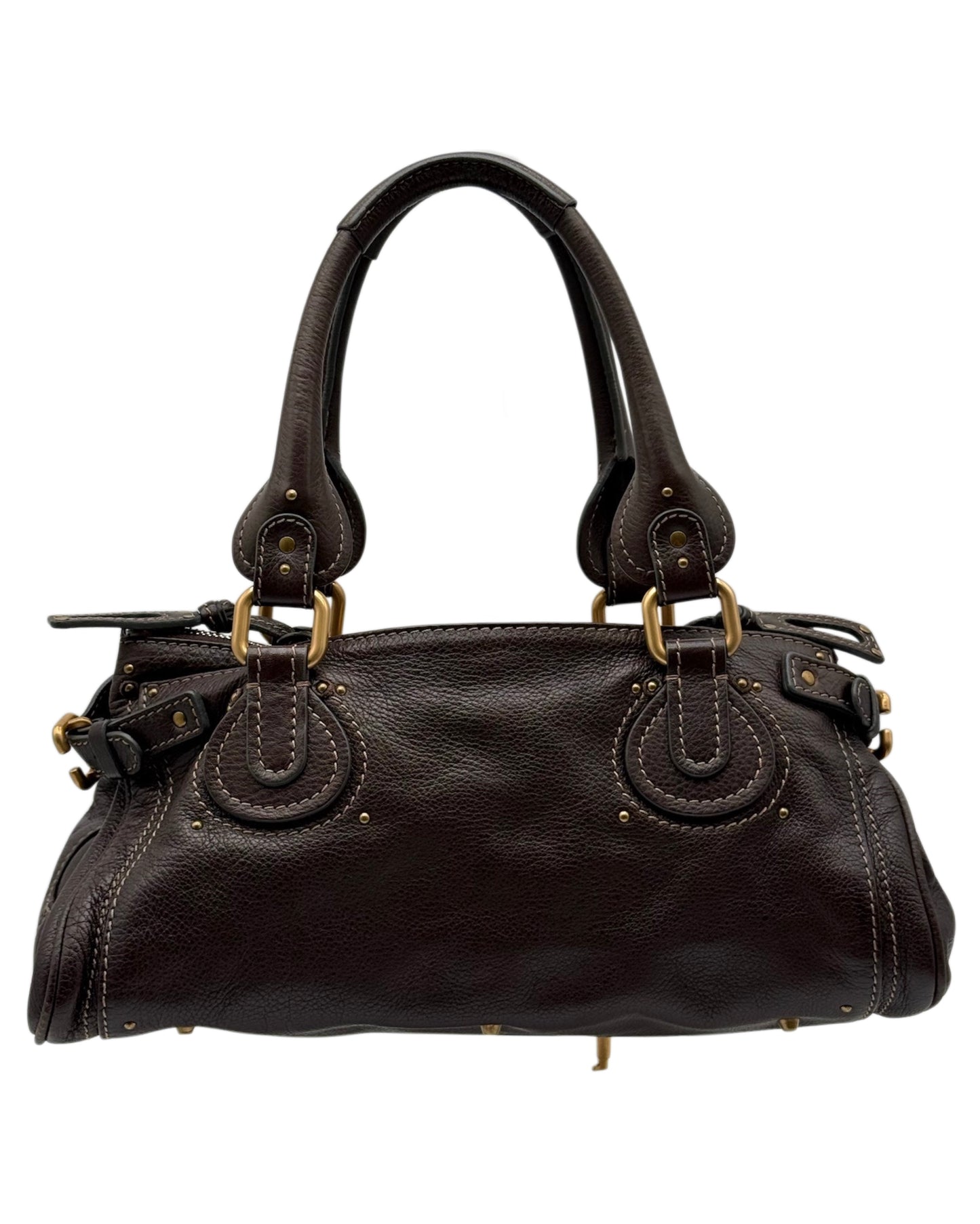 Chloe Vintage Chocolate Brown Calfskin Medium Paddington Shoulder Bag