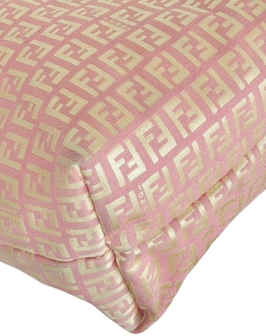 Fendi Vintage Pink and Yellow Zucchino Zucca Monogram Large Shoulder Tote Bag
